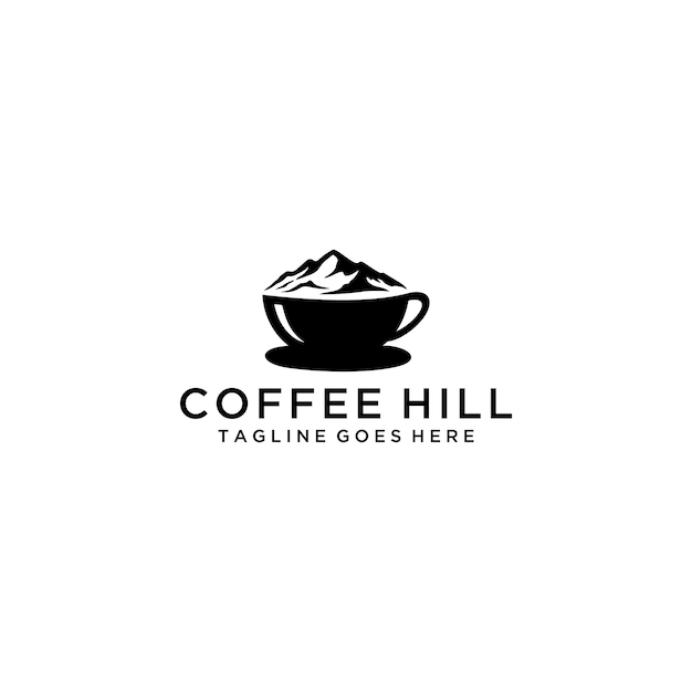 Illustration abstract coffee cup with a mountain sign logo design