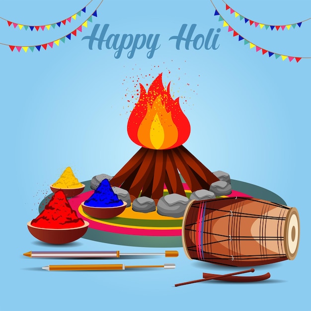 Illustration of abstract colorful Happy Holi background card design for color festival of India