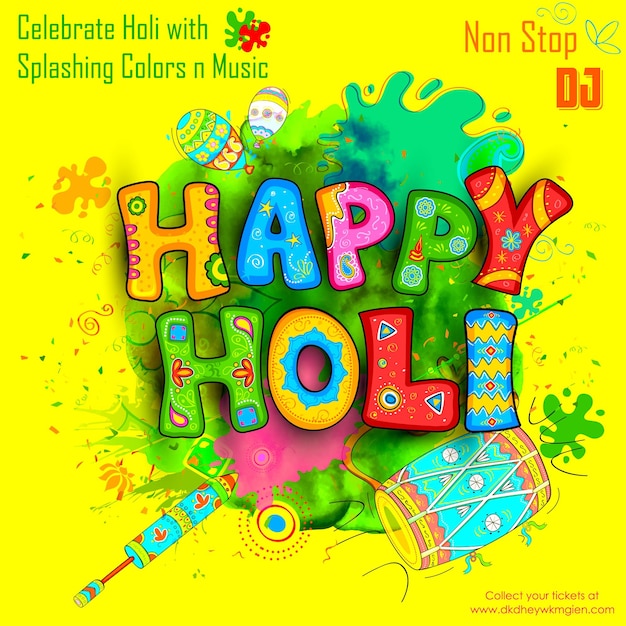 Illustration of abstract colorful happy holi background