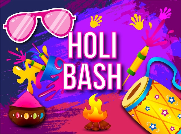 Иллюстрация абстрактного красочного фона празднования Happy Holi для празднования Фестиваля красок