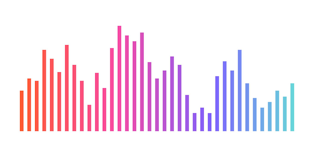 Illustration of abstract equalizer volume audio waves gradient