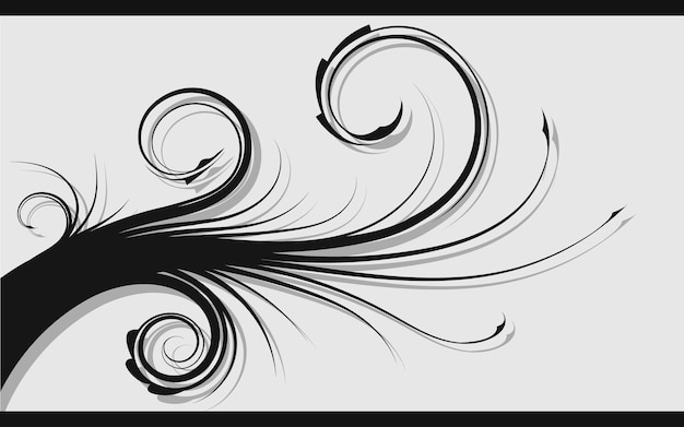 Illustration of the abstract fantasy flowers black silhouette white background Vector Illustration