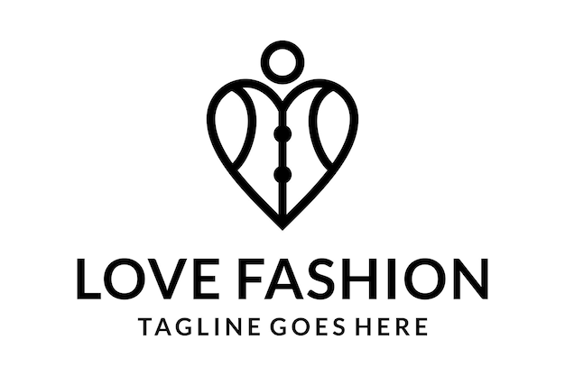 Cuore astratto dell'illustrazione con il modello di progettazione di logo dei vestiti di moda della ragazza delle donne