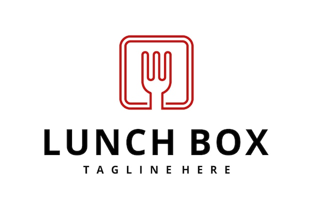 Illustration abstract lunch box fork eat logo design food vector