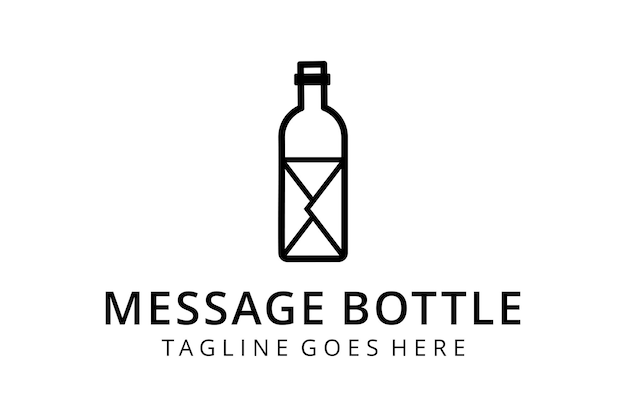 Иллюстрация абстрактная бумага сообщения на бутылке речной воды знак логотипа дизайн шаблона