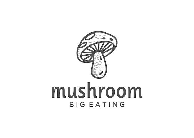 Illustration of abstract mushroom made in a retro vintage style logo design