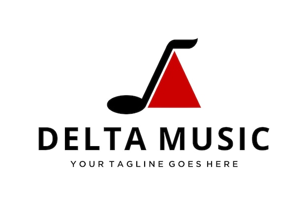 Illustration abstract music symbol note with triangle logo design vector