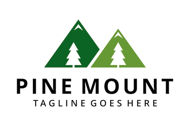 Illustration abstract nature pine evergreen tree with mountain sign logo design template icon