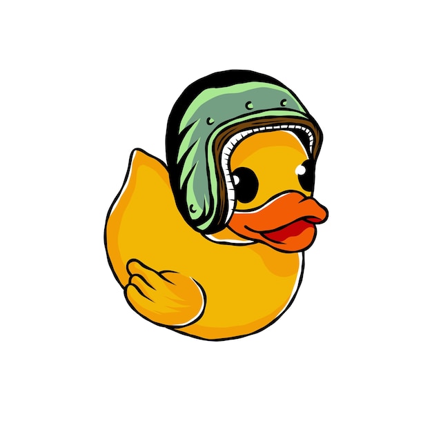 Illustration of an adorable yellow toy duck wearing a helmet