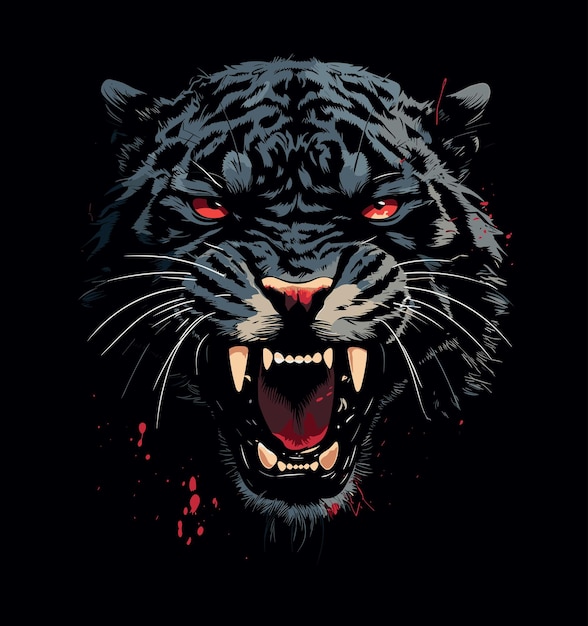 Illustration of aggressive panther portrait