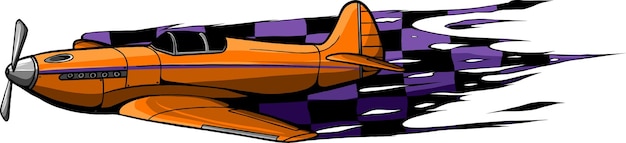 Vector illustration of airplane with race flag