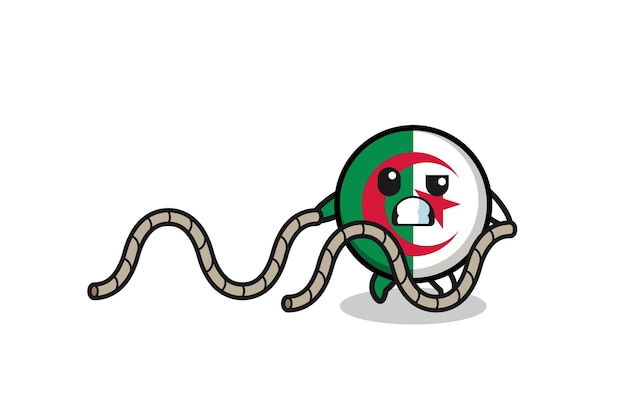バトルロープトレーニングをしているアルジェリアの旗のイラスト