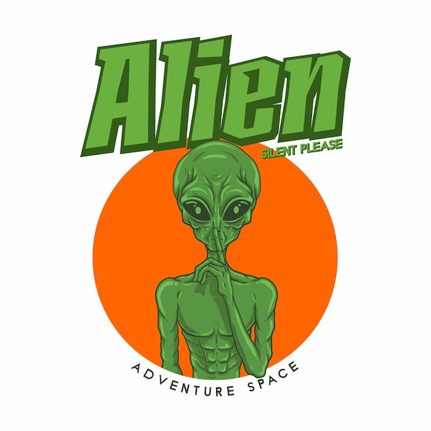 Vector illustration alien asking silence