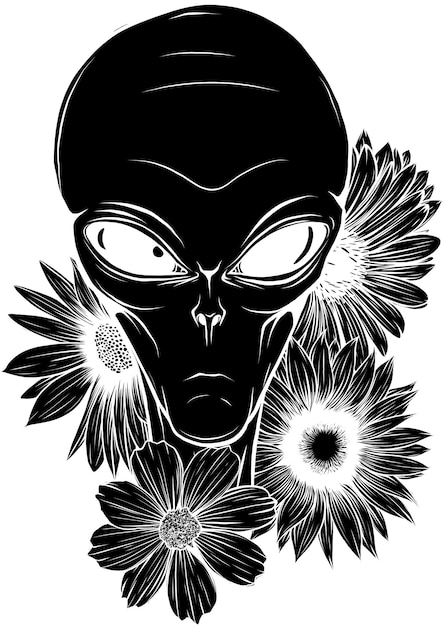 illustration of Alien Face Flowers with flower