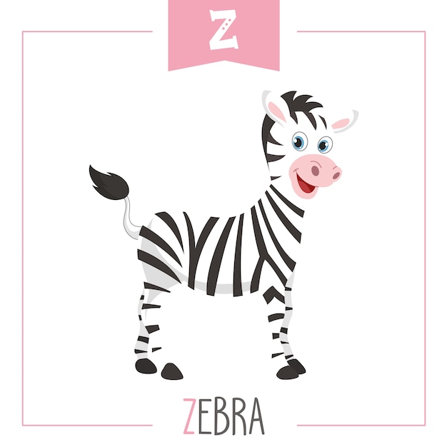 Illustrazione di alfabeto lettera z e zebra