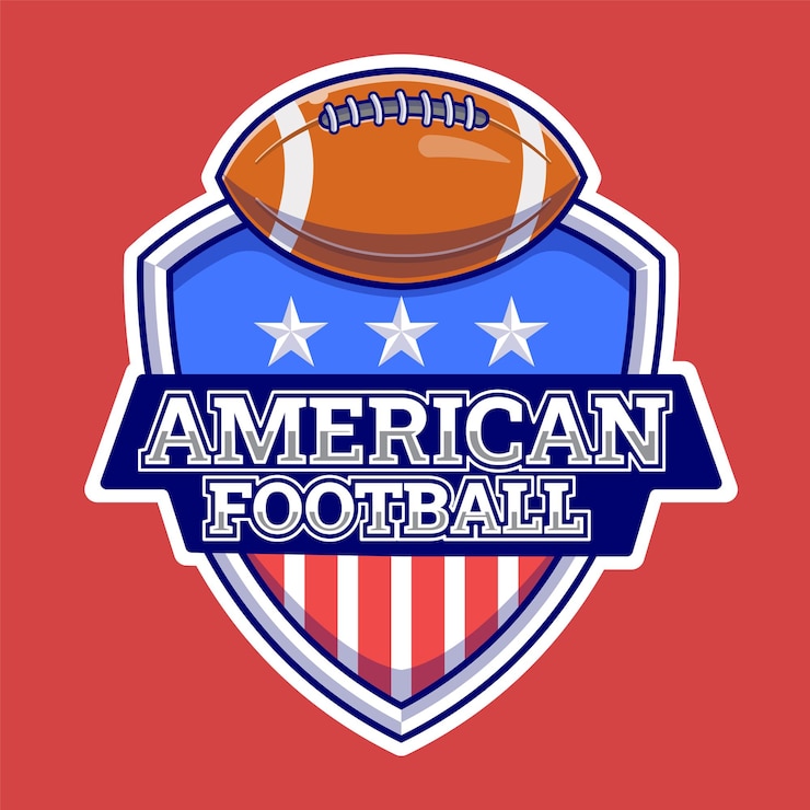 アメリカの球技のロゴのイラスト。スポーツ。フラット漫画スタイル
