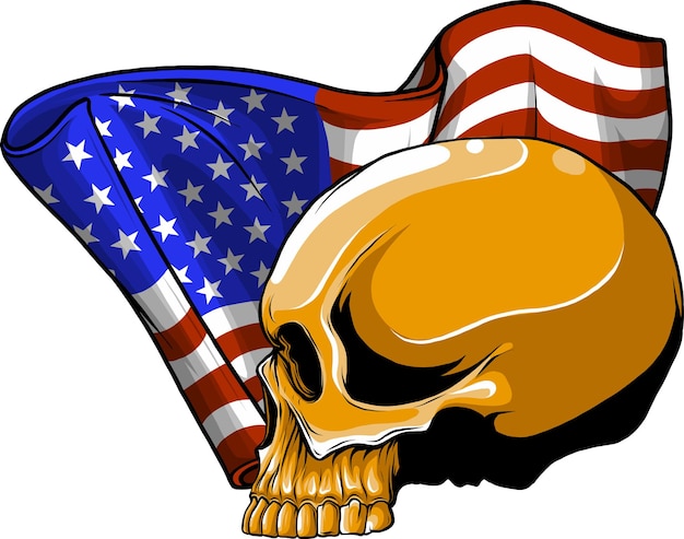 illustration of American flag with skull