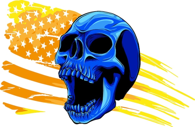 Vector illustration of american flag with skull