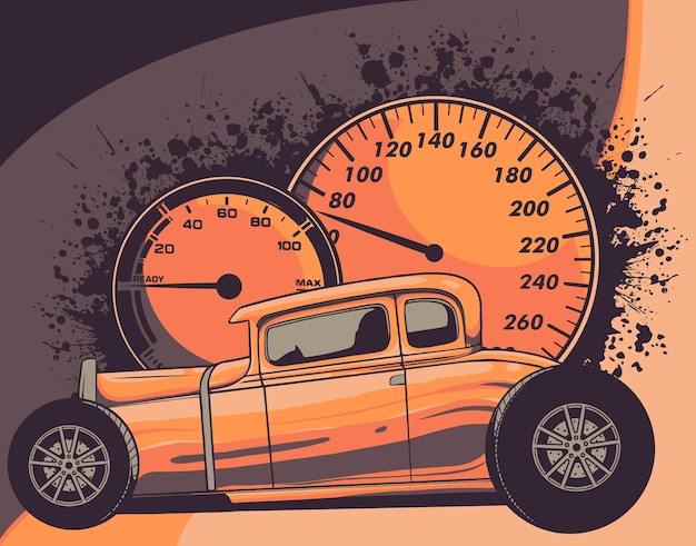 Vector illustration of american hot rod car