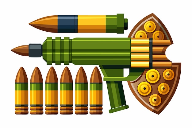 Vector illustration of ammunition and bullets