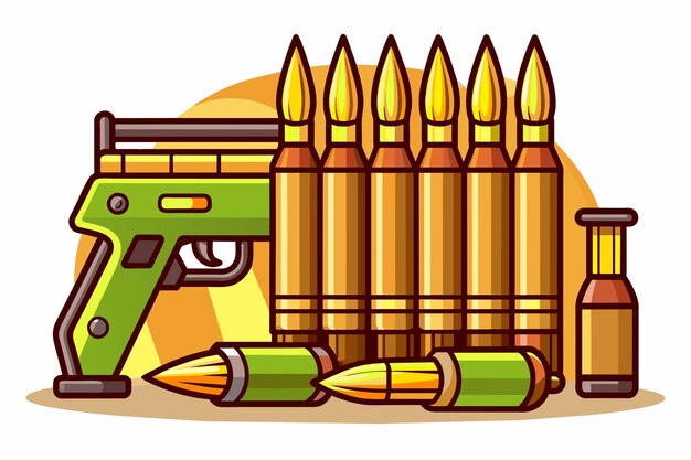 Vector illustration of ammunition and bullets