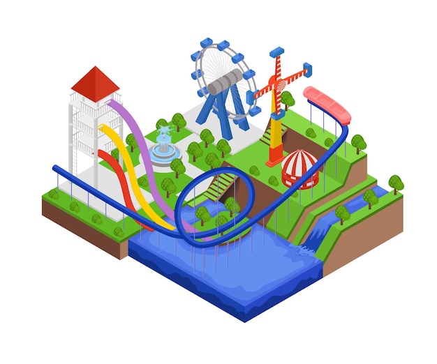 An illustration of an amusement park layout