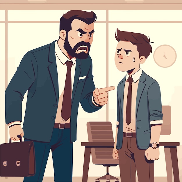 illustration of an angry manager with an employee