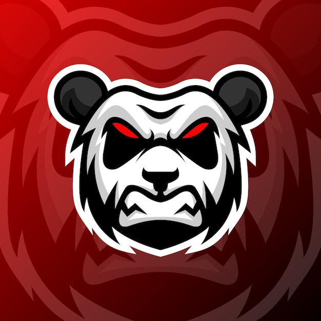 Vettore illustrazione di un panda arrabbiato in stile logo esport