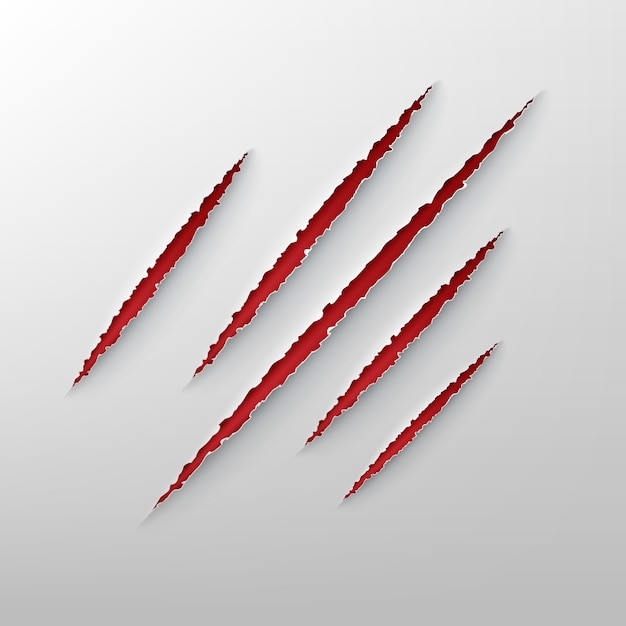 Illustration of animal claw red ragged scratches