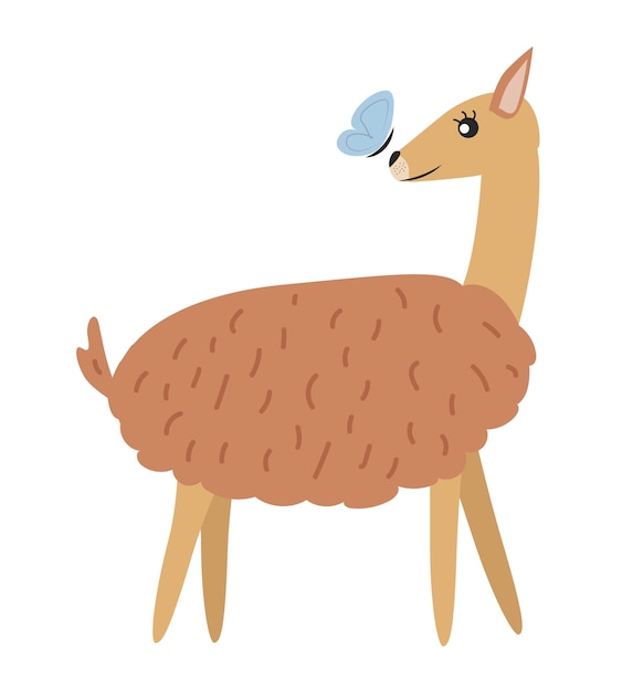 Illustration of animal guanaco Guanaco character