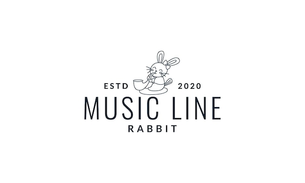 Illustration animal rabbit with trumpet design vector line