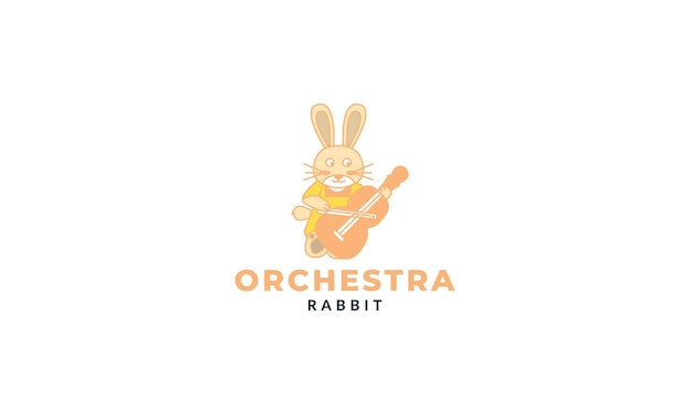 バイオリンデザインベクトルとイラスト動物ウサギ