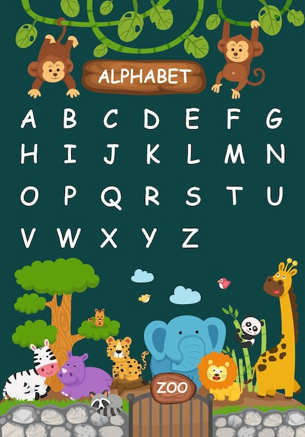 Illustration animal zoo alphabet letter az vector