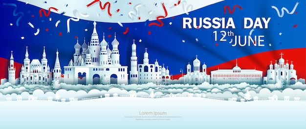 ベクトル 背景ロシア国旗のイラスト記念日お祝い独立ロシアの日