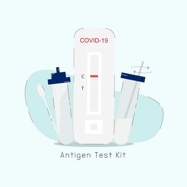 Vettore illustrazione kit per il test dell'antigene atk per covid19