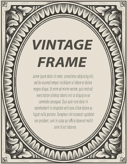 Illustration antique engraving frame monochrome style