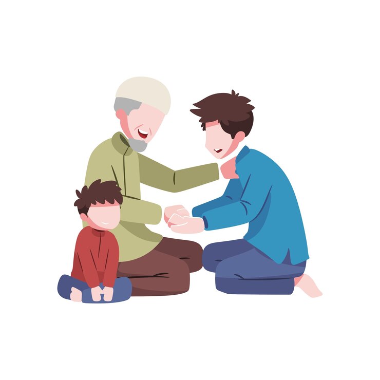 Vector illustration of apologized to my father during eid alfitr