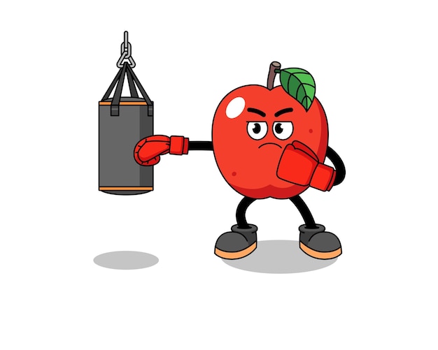 Illustration of apple boxer character design