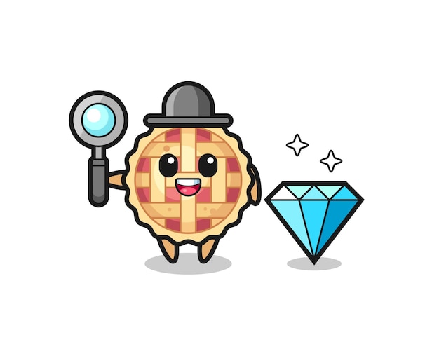 Illustration of apple pie character with a diamond