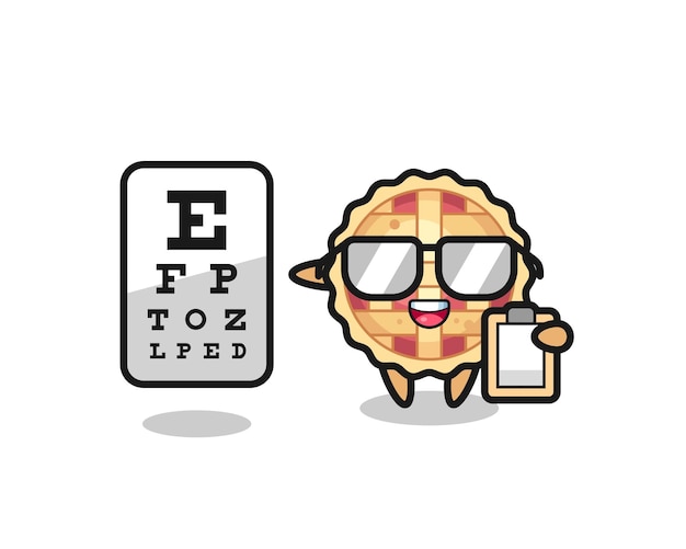 Illustration of apple pie mascot as an ophthalmology