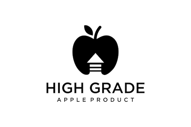 Illustration of an apple with up arrow symbol of high grade logo design