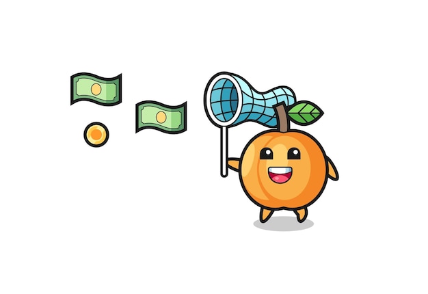 Illustration of the apricot catching flying money