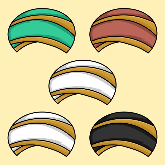 Иллюстрация арабского головного убора или шляпы с разнообразными красивыми цветовыми решениями