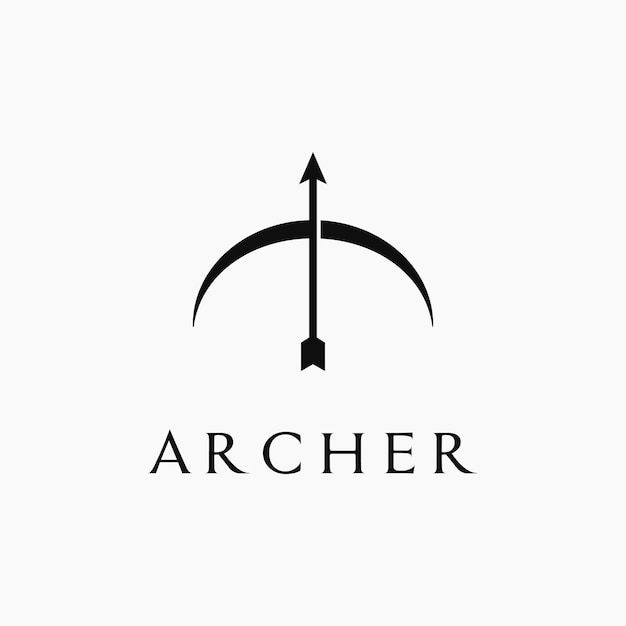 Дизайн логотипа Archer. Силуэт лука и стрел для дизайна логотипа спортивного клуба стрельбы из лука