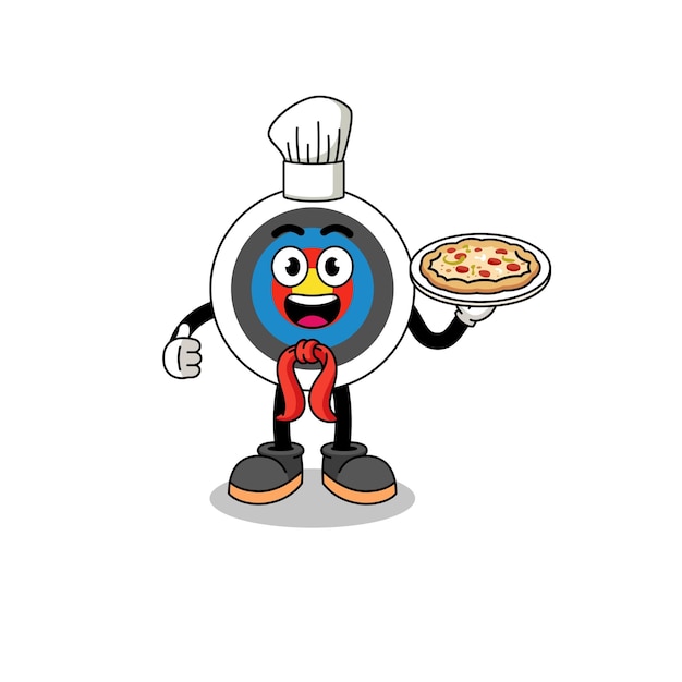 Illustration of archery target as an italian chef character design