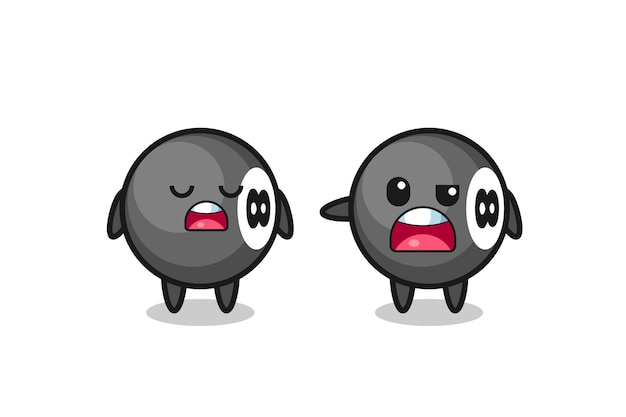 illustration of the argue between two cute 8 ball billiard characters , cute style design for t shirt, sticker, logo element
