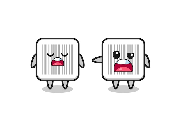 Illustration of the argue between two cute barcode characters