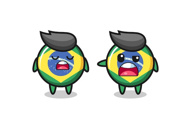 Illustration of the argue between two cute brazil flag badge characters