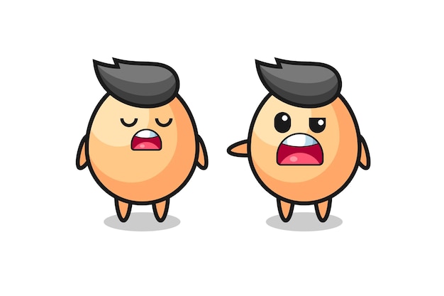 Illustration of the argue between two cute egg characters