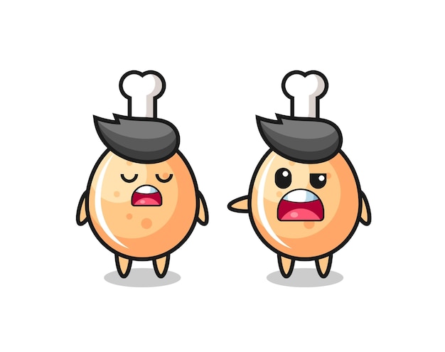 Illustration of the argue between two cute fried chicken characters , cute style design for t shirt, sticker, logo element